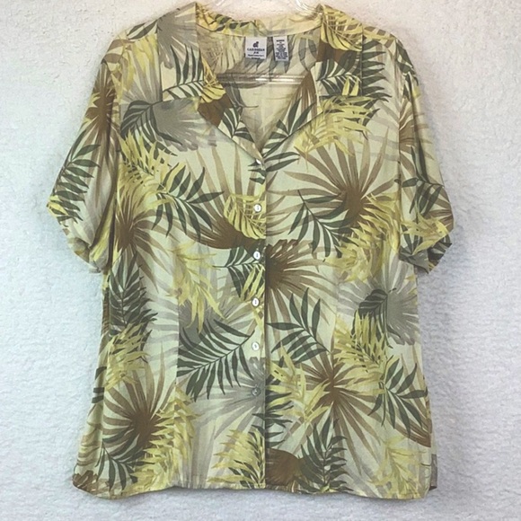 Caribbean Joe Women’s Size 1X Silk Blend Button Down Shirt. - Picture 2 of 8